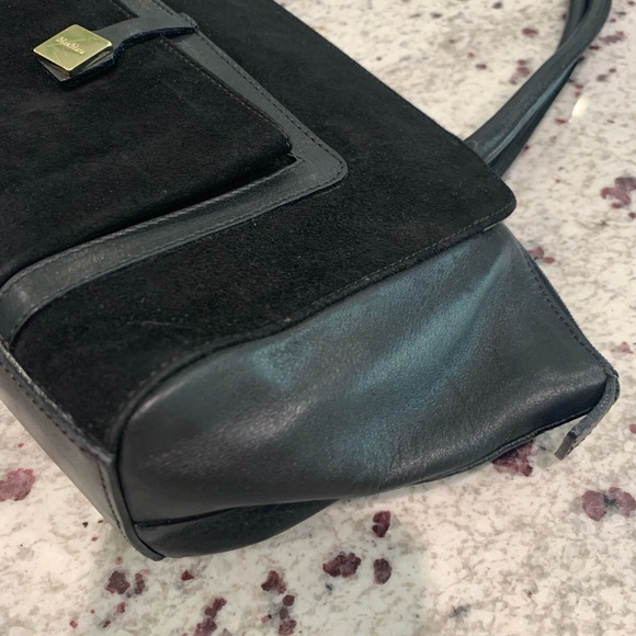 Authentic MaxMara Max Mara‎ black suede leather bag handbag - Picture 6 of 10